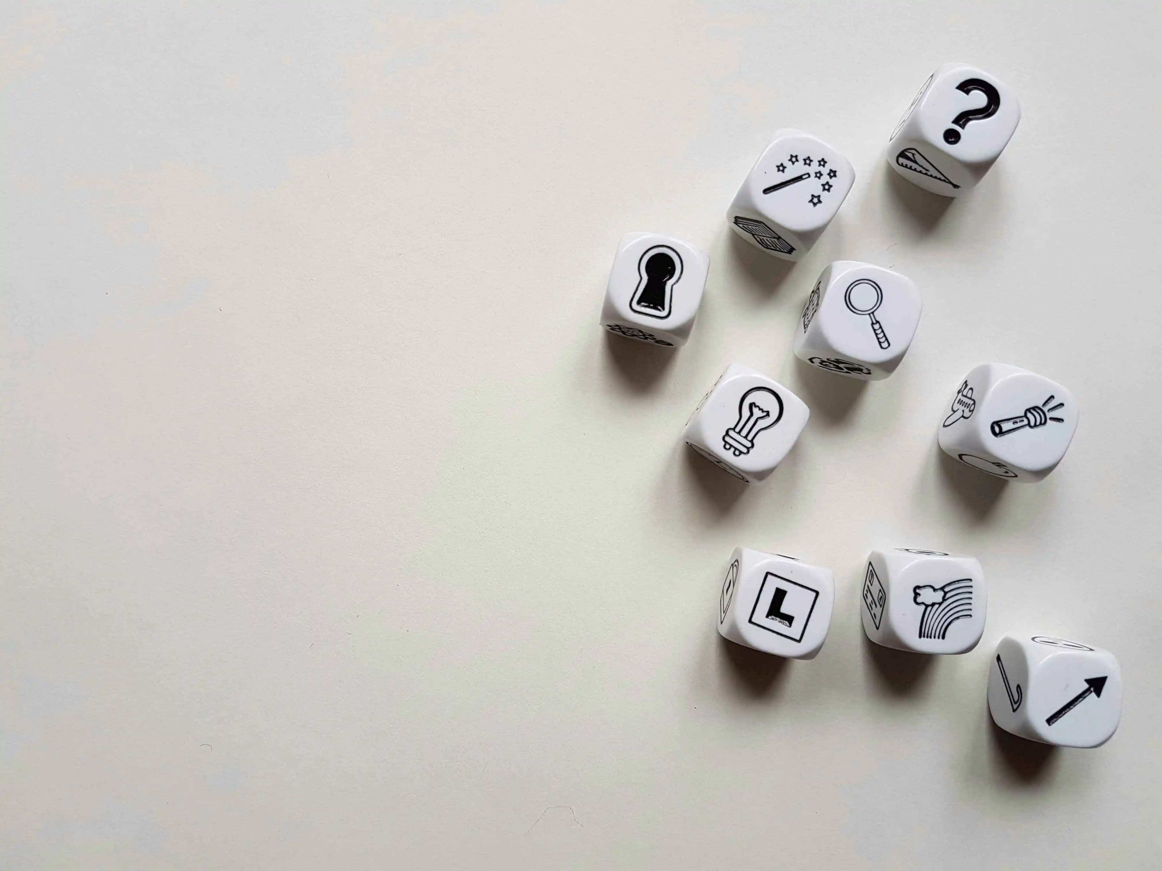 Dices with letters on them